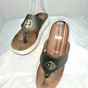 Giani Bernini women's Sportii Wedge Sandals Metal Gray Sz 10M